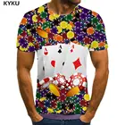 3d футболка игральные карты футболка для мужчин покер футболки свободного покроя азартные игры Забавные футболки Красочные аниме одежда футболки с коротким рукавом