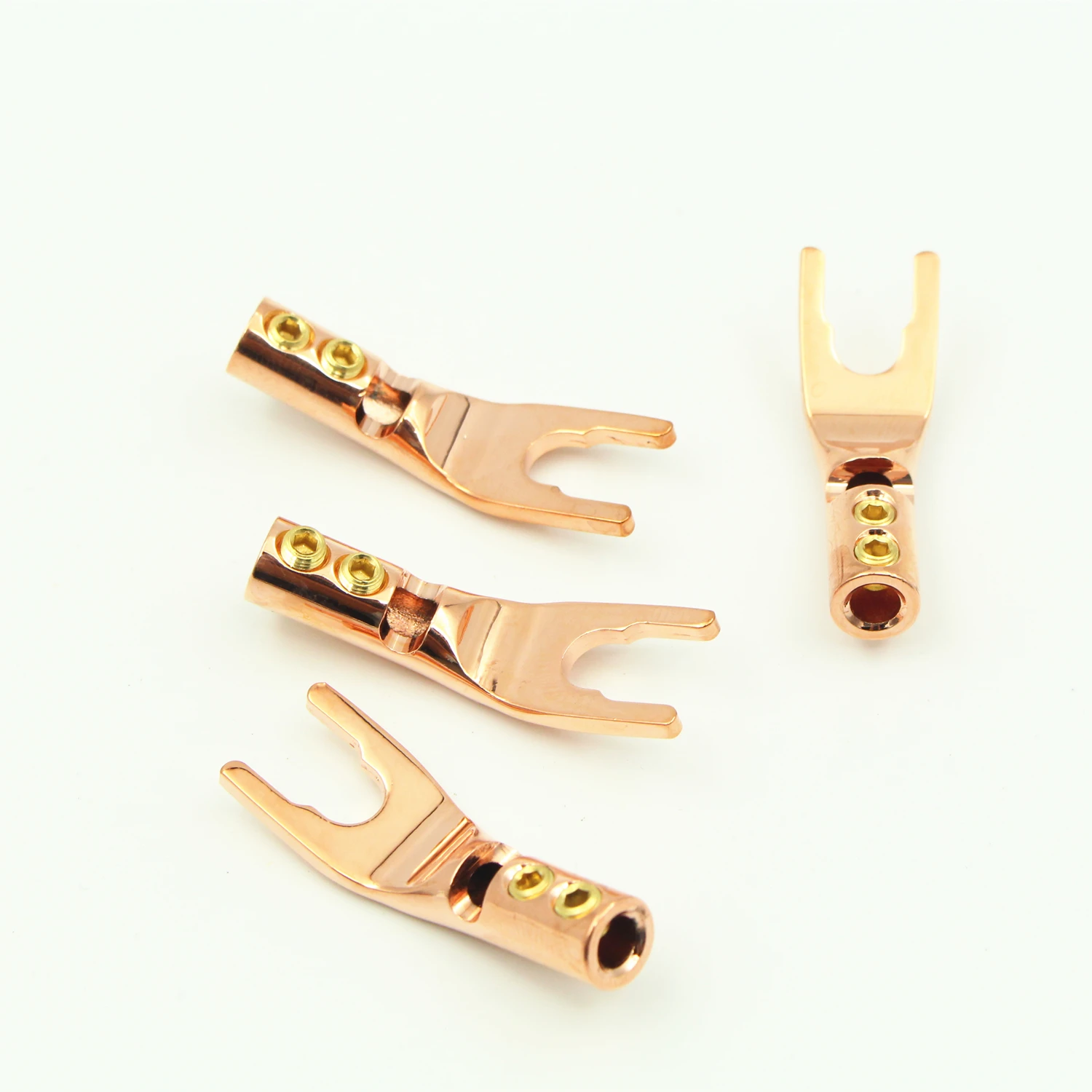 4PCS Hifi High Performance Red Copper Rhodium Plated/Gold Plated Y Plug Amplifier Decoder Audio Speaker Cable Connection | Электроника