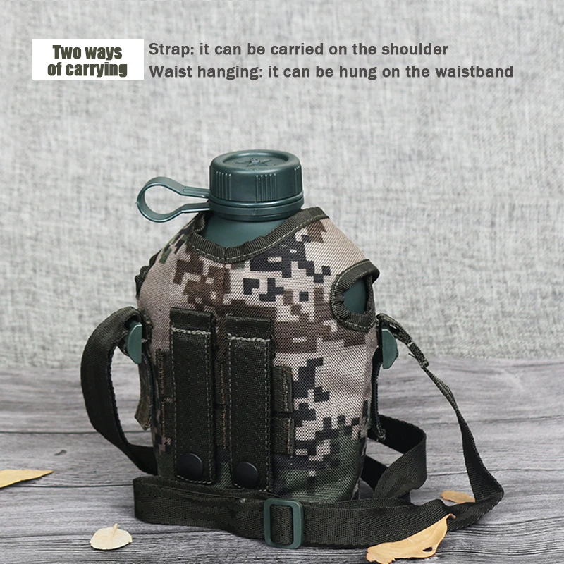 1L камуфляж бутылка для воды с ремнями на открытом воздухе Альпинизм чайник