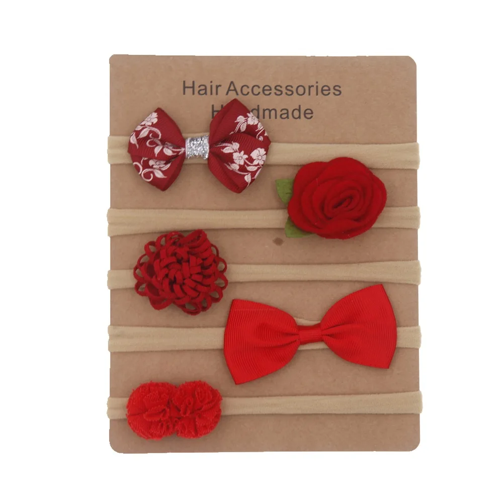 Повязка для волос детская с бантом цвет в ассортименте 5 шт./лот|Аксессуары