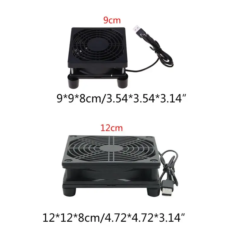 

9cm/12cm Cooling Fan DC 5V USB Power Supply Quiet Fan for Router TV Set-Top Box Radiator Cooler DIY Repair Parts