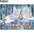 Алмазная 5D картина кролик и фея, вышивка крестиком с полными квадратнымикруглыми стразами, домашний декор, сделай сам