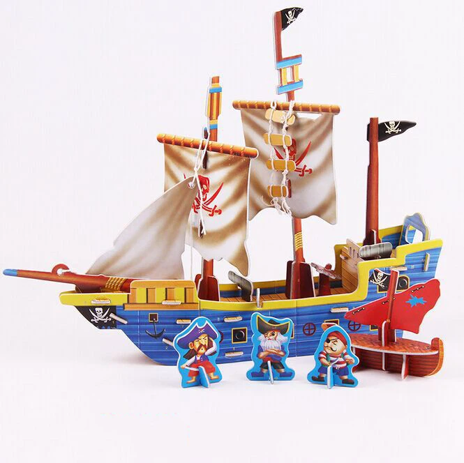 Фигурки мультяшных кораблей миниатюры креативная бумажная модель здание