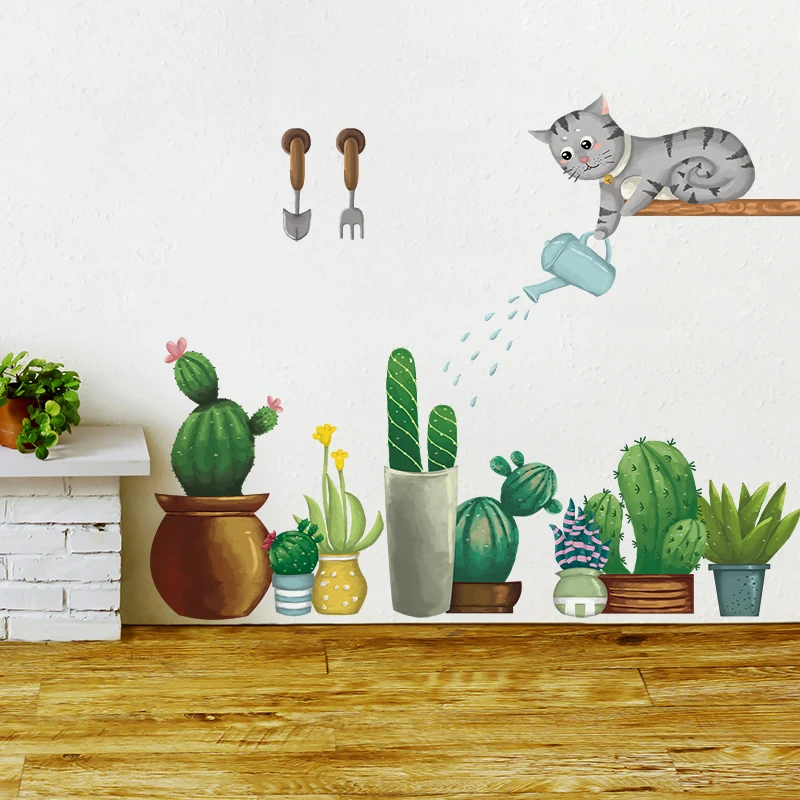 

Nordic 3D Potted Plants Wall Sticker Kids Room Bedroom Decor Living Room Backdrop Wall Decals DIY Room Decoration for Furniture