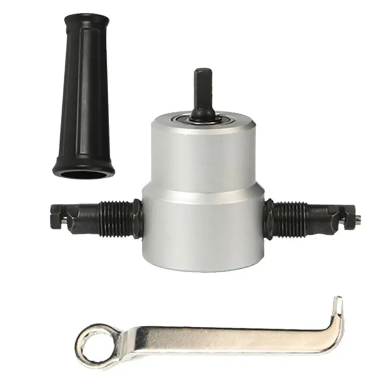 

160A Practical Nibble Metal Cutter Double Head Sheet Drill Tool Attachment Metal Plate Open Hole Drill Manual Power Tool