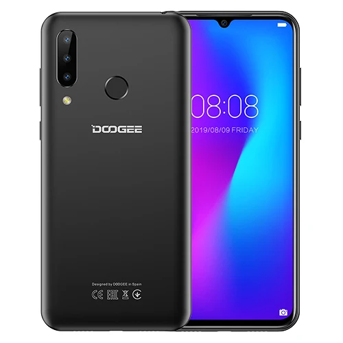 Black DOOGEE N20 мобильный телефон, отпечаток пальца, 6,3 дюймов, FHD+ дисплей, 16 МП, тройная задняя камера, 64 ГБ, 4 Гб, MT6763, четыре ядра, 4350 мАч, мобильный телефон LTE - Цвет: Black