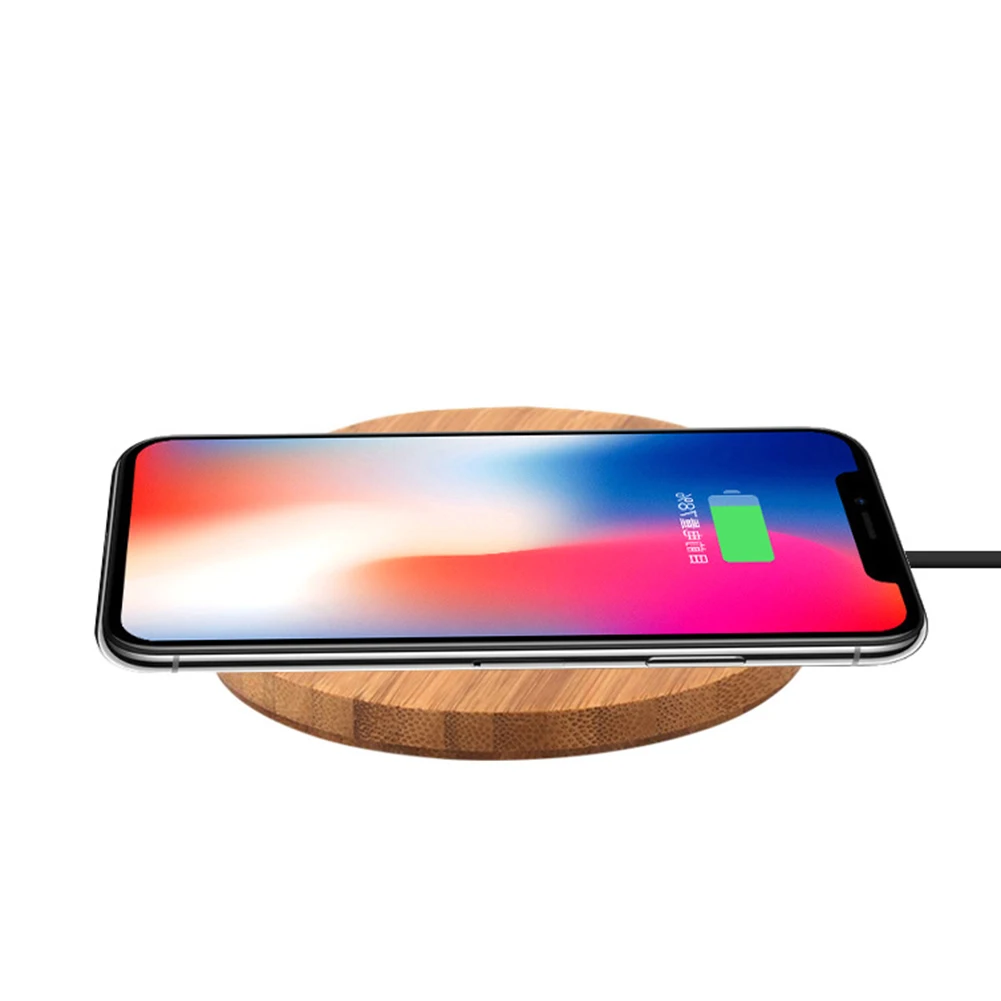 Беспроводное зарядное устройство Qi бамбуковая подставка для быстрой зарядки