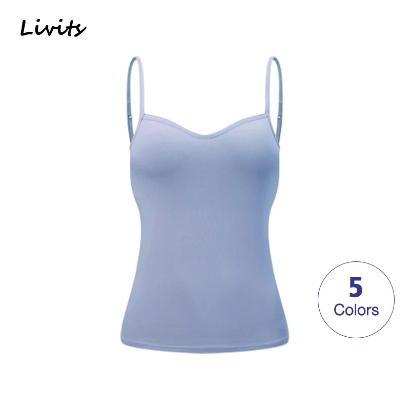 

Women Tank-Top With Chest Pad Adjustable Tops Camisoles Tube Vest V-Neck Sleeveless Sexy Casual Korean SA1207