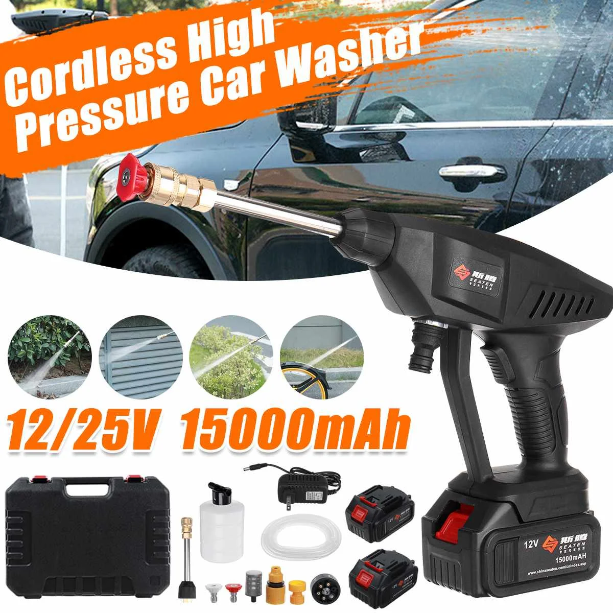 

15000mAh Cordless High Pressure Washer Spray Water Gun Car Wash Pressure Water Nozzle Cleaning Machine for Makita Battery