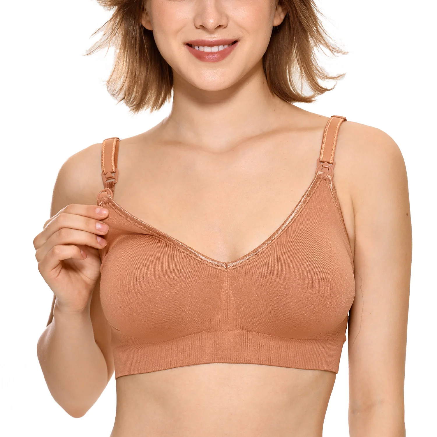 Gratlin Women's Comfort Support Maternity Wirefree Seamless Nursing Bra - Color: Sun Kissed04