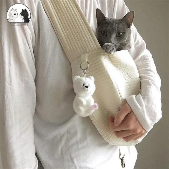

Pet dog cat backpack handmade handbag outdoor travel canvas bag cat and dog universal shoulder bag comfortable pet messenger bag