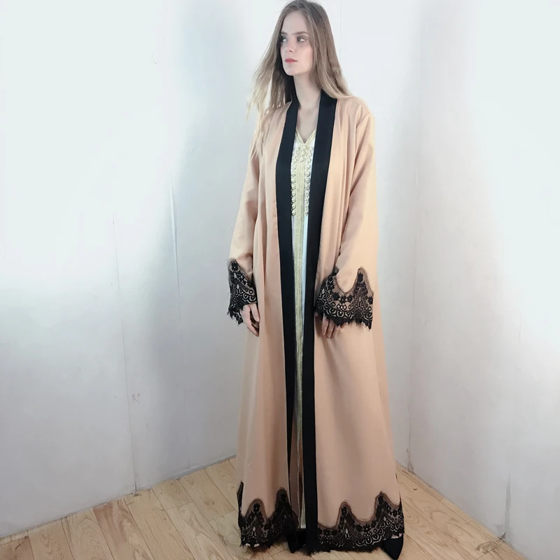 Muslim Abaya lace collage cardigan robe Ramadan Middle East Thobe popular Arab Turkey Malaysia Abaya fash