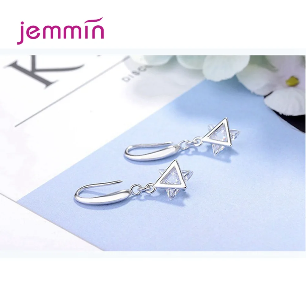Корейские модные серьги для женщин женские сверкающие треугольные с AAA