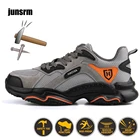 Мужские рабочие ботинки со стальным носком, защитная обувь, свиная кожа, Повседневная дышащая уличная Нескользящая Спортивная Удобная промышленная обувь