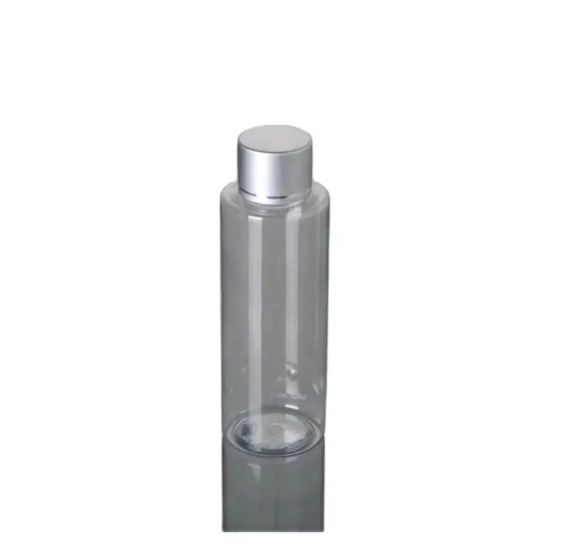 120ML square  shoulder transparent plastic /PET bottle or toilet water bottle bottle or cosmetic packing with matt silver lid