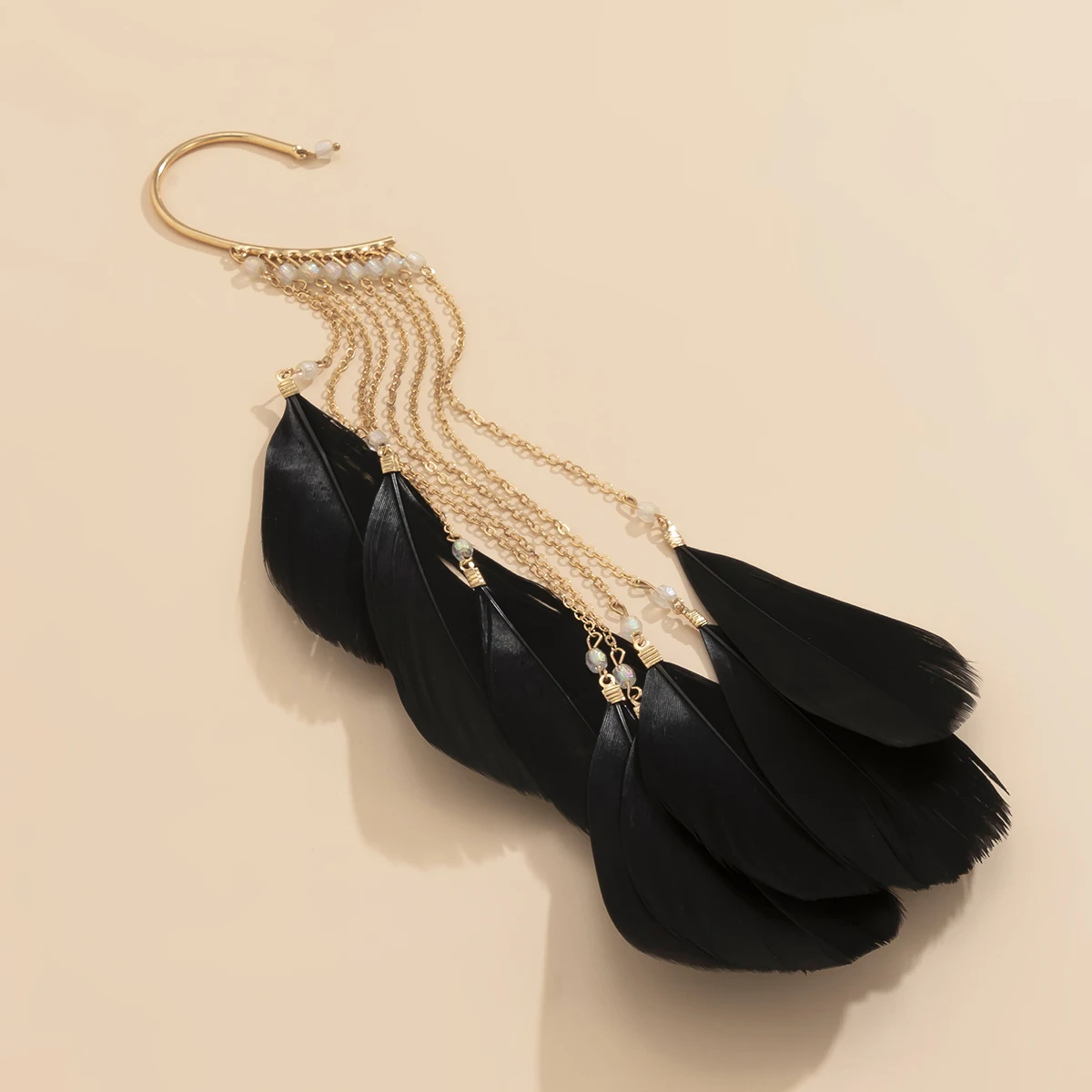 Женские винтажные серьги-каффы без прокола массивные длинные серьги-кисточки с