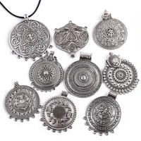 2pcs vintage boho bohemia tribal big large round medallion charms antique pendants for diy necklace jewelry making findings