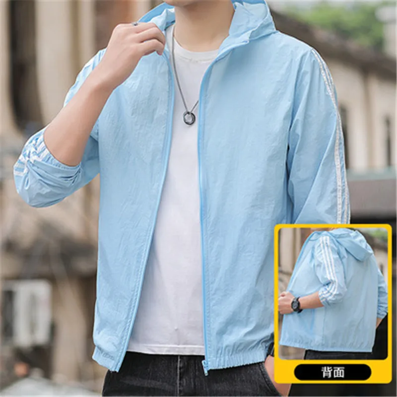 

Clothing Men's Outdoor Sports Jacket 2021 Summer New Thin Section Long-Sleeved Zipper Hooded Skin Top Men's