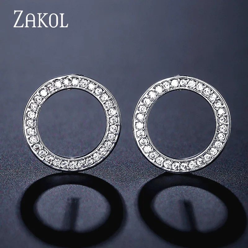 Женские круглые серьги гвоздики с фианитом FSEP2285|Серьги-гвоздики| |