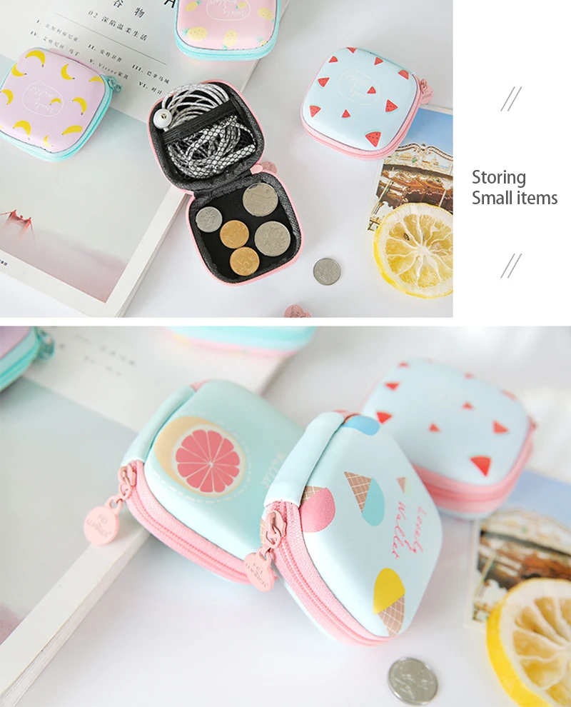 Милый женский кошелек с мультяшным рисунком маленький милые наушники сумка для