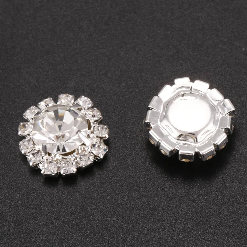 Пуговица с прозрачными стразами плоской задней стороной для украшения DIY 15 мм 10