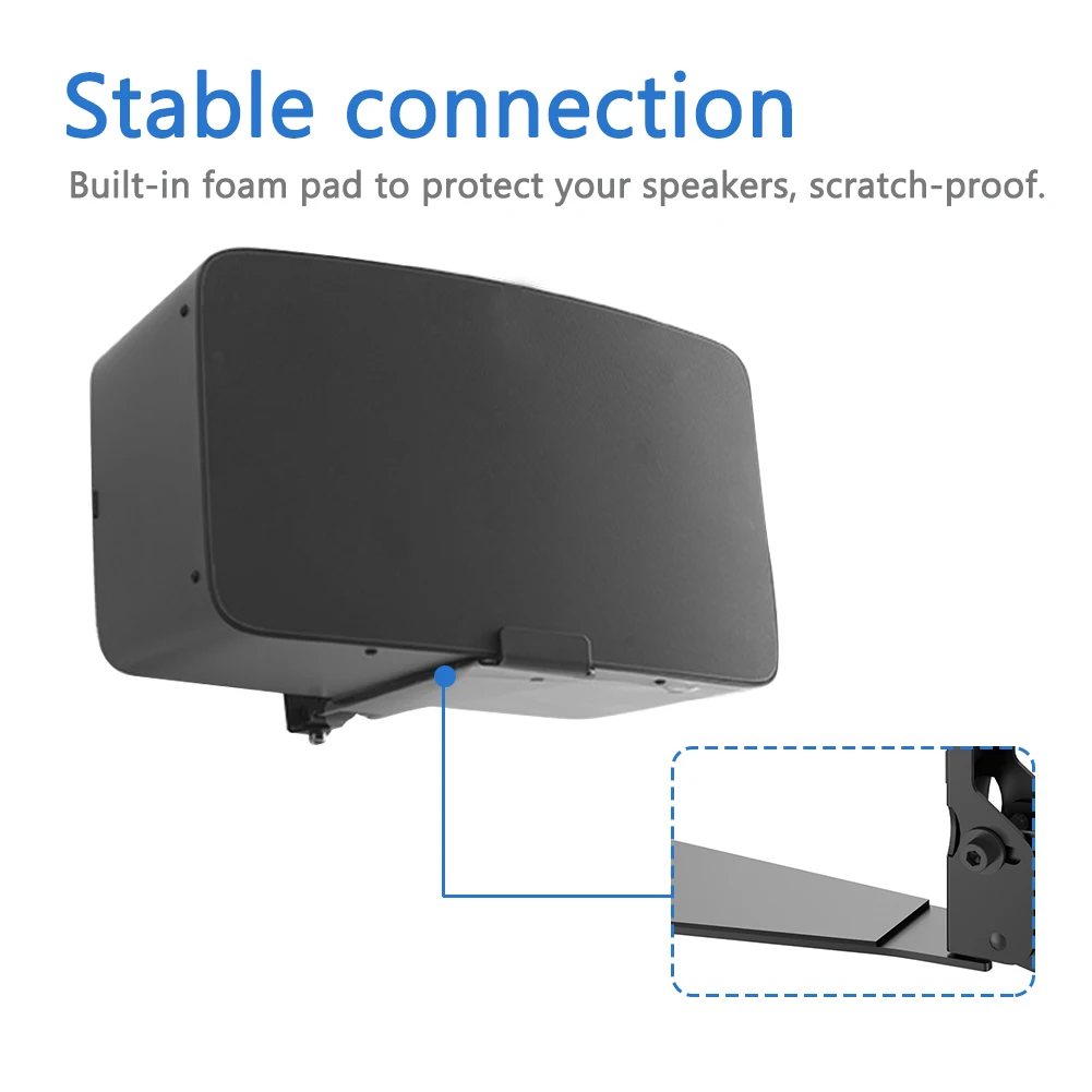 

Speaker Bracket Metal Rotatable Rack Heavy Duty Protective Easy Install Black Storage Wall Mount Sturdy Fixed For SONOS FIVE