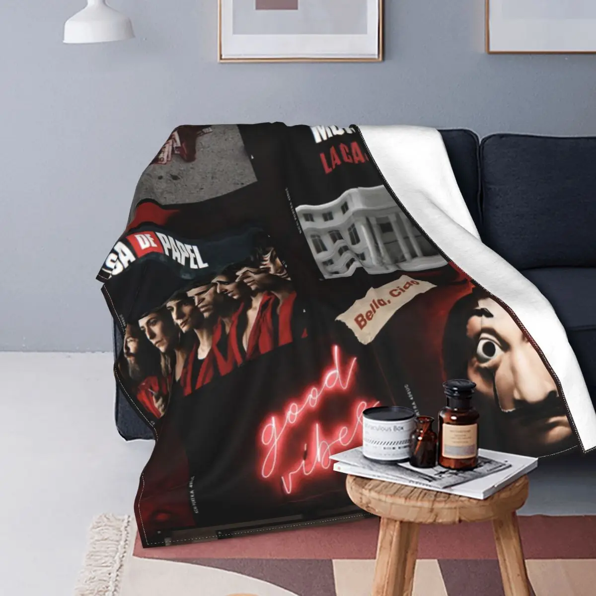 

Money Heist Bella Blankets Velvet La Casa De Papel Ultra-Soft Throw Blankets for Bedding Couch Bed Rug