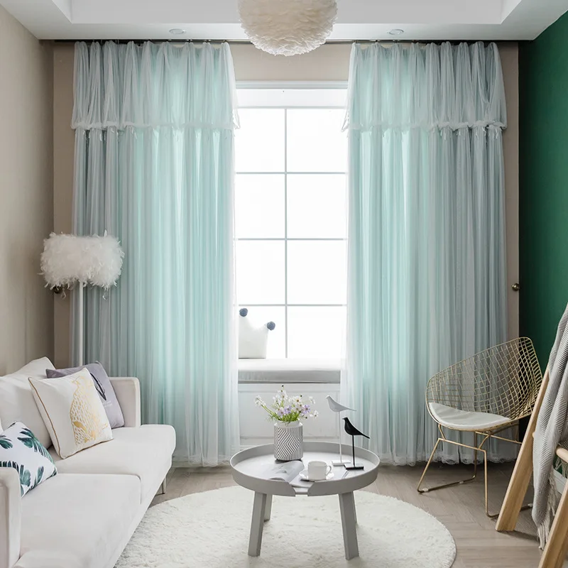 Белые Шторы В стиле принцессы двойной слой простой и современный Гостиная