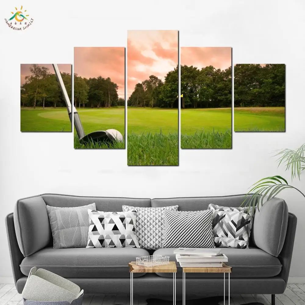 

Golf Field Landscape wall art canvas poster decoration canvas painting for living room Prints Art Decoration Home 5 Piece