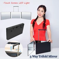 tool shaving with adjustable height brackets 360%c2%b0 barber mirror touch screen led light 3 way trifold mirror portable