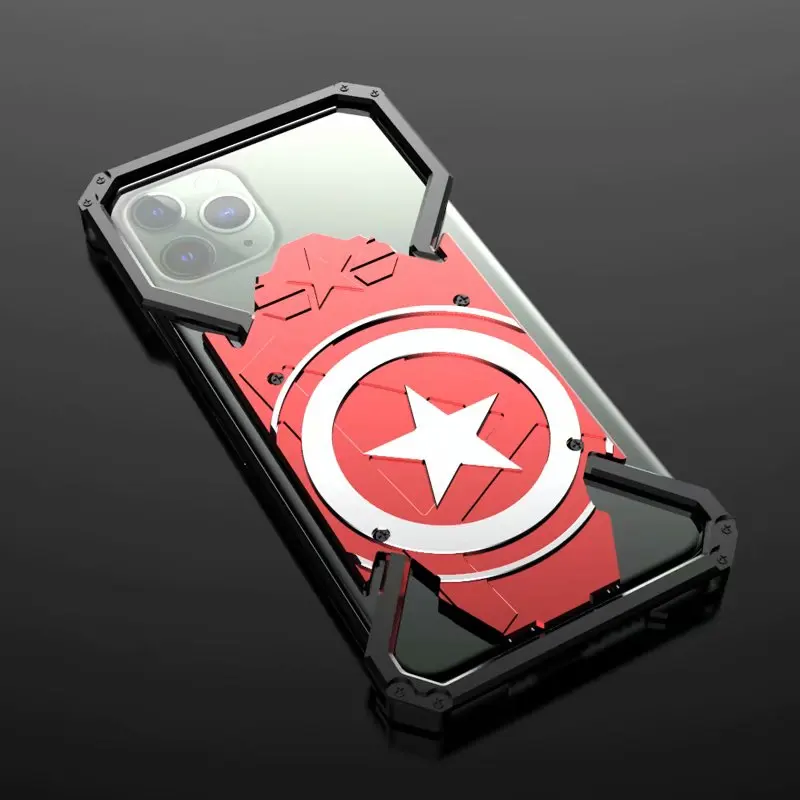 Алюминиевый армированный чехол Super Hero для iPhone 11 Pro XS Max XR X 8 7 6 6S Plus чехол-крышка для телефона с кольцом и Железным человеком-пауком
