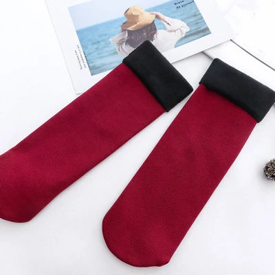 

1 Pair Winter Warmer Women Thicken Thermal Wool Cashmere Snow Socks Seamless Velvet Boots Long Socks