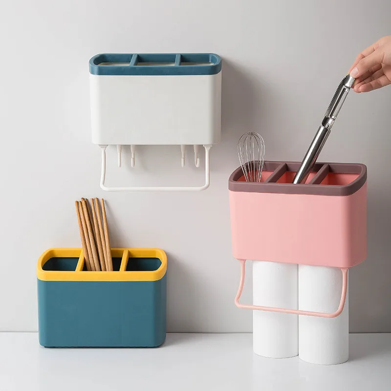

Fork Spoon Chopstick Plastic Storage Holder Multifunctional Towel Racks Hanging Wall Drain Shelf Kitchen Organizer Accessories