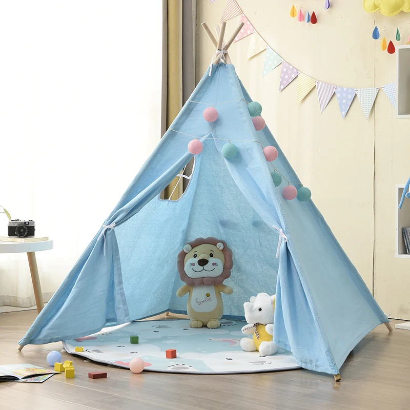 

1.35M Portable Cotton Home Tipi Folding Indoor Baby Tent Toy Teepee Original Triangle Indian Kids Wigwam For Children Gift Games