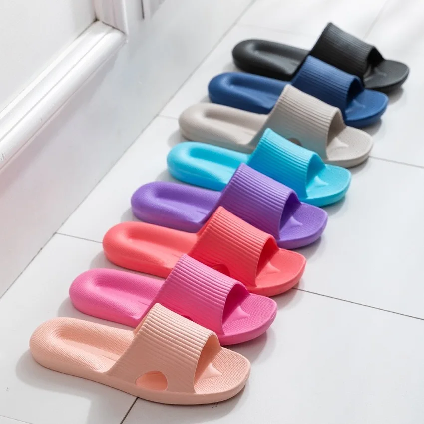 Summer Slippers Women Men Couples Flat Slides Flip Flops Sandals Bath Home Slippers Female Slipper Comfortable Pantuflas 2020