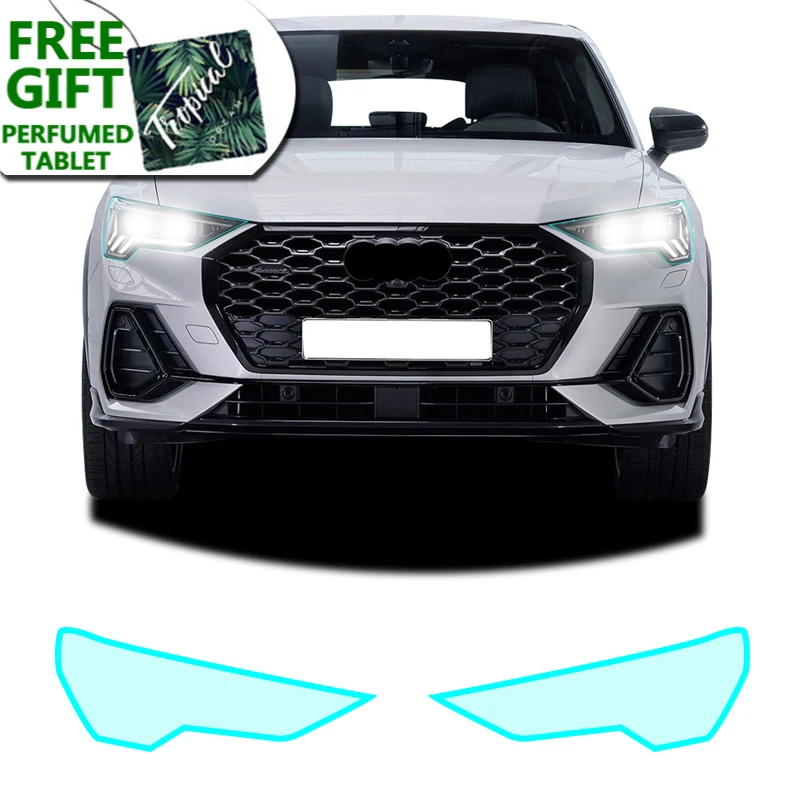 

2 Pcs Car Headlight Protective Film Restoration Taillight Insivible Self Healing TPU Sticker For Audi Q3 2019 2020 Accessories