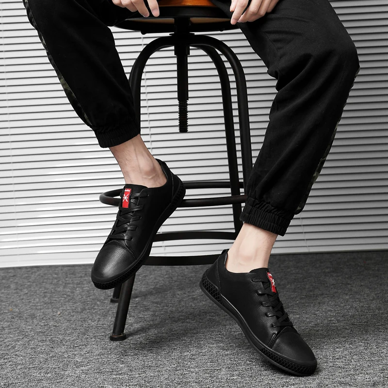 

Men Leather Sneakers Loafers Men Casual Shoes Genuine Leather Lace Up Walking Shoe Flat Men New Free Shipping