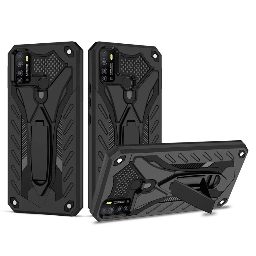 armor silicone shockproof case for infinix smart 5 hot 9 10 play lite 10s 10i stand holder hard pc back cover phone fundas free global shipping