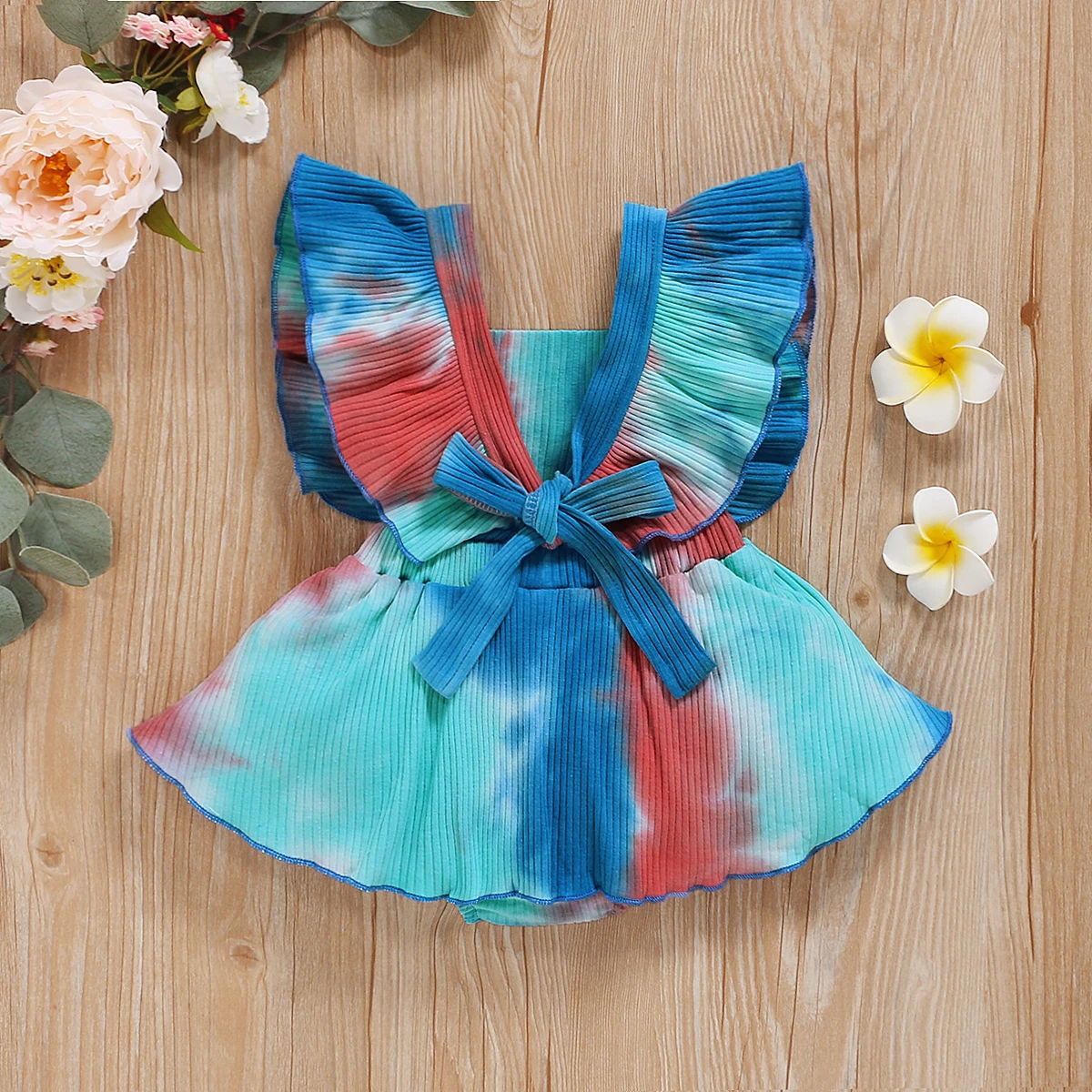 

2020 New Infant Baby Girl 0-24M Clothes Sleeveless Outfits Print Cute Suit Casual Square Collar Ruffle Romper