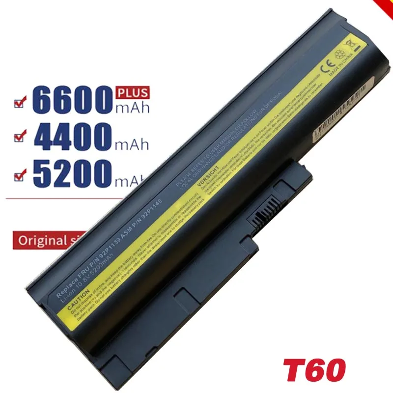 5200 мА/ч Батарея для IBM lenovo ThinkPad R60 R60e R61 R61e R61i T60 T60p T61 T61p R500 T500 W500 SL400 SL500 SL300 Бесплатная