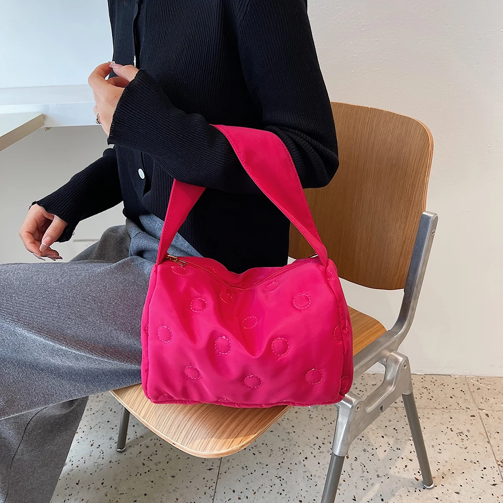 

Fashion Women Oxford Cloth Solid Color Geometric Shoulder Bag Underarm Bag Casual Small Shop Handbags 2021 Korean Style College