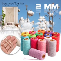 100m long100yard pure cotton twisted cord rope crafts macrame artisan string multicolor cotton linen rope home textiles