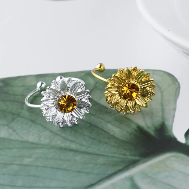 

Fashion Personality Temperament Sunflower Zircon Open Rings