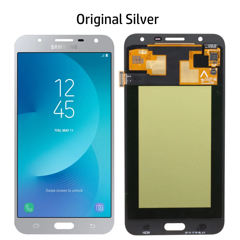 Original Silver ЖК-дисплей для samsung Galaxy J7 neo J701 J701F J701M AMOLED ЖК-дисплей с сенсорным дигитайзером регулировка яркости экрана - Цвет: Original Silver