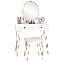 bedroom iron dressing dressers table simple dressing table golden iron foot white desktop with light three color adjustable