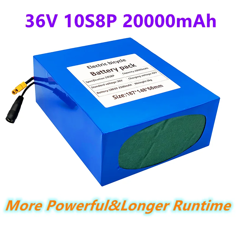 

Аккумулятор литиевый 10S8P, 36 В, 20 Ач, 250-1000 Вт, 36-0 Ач