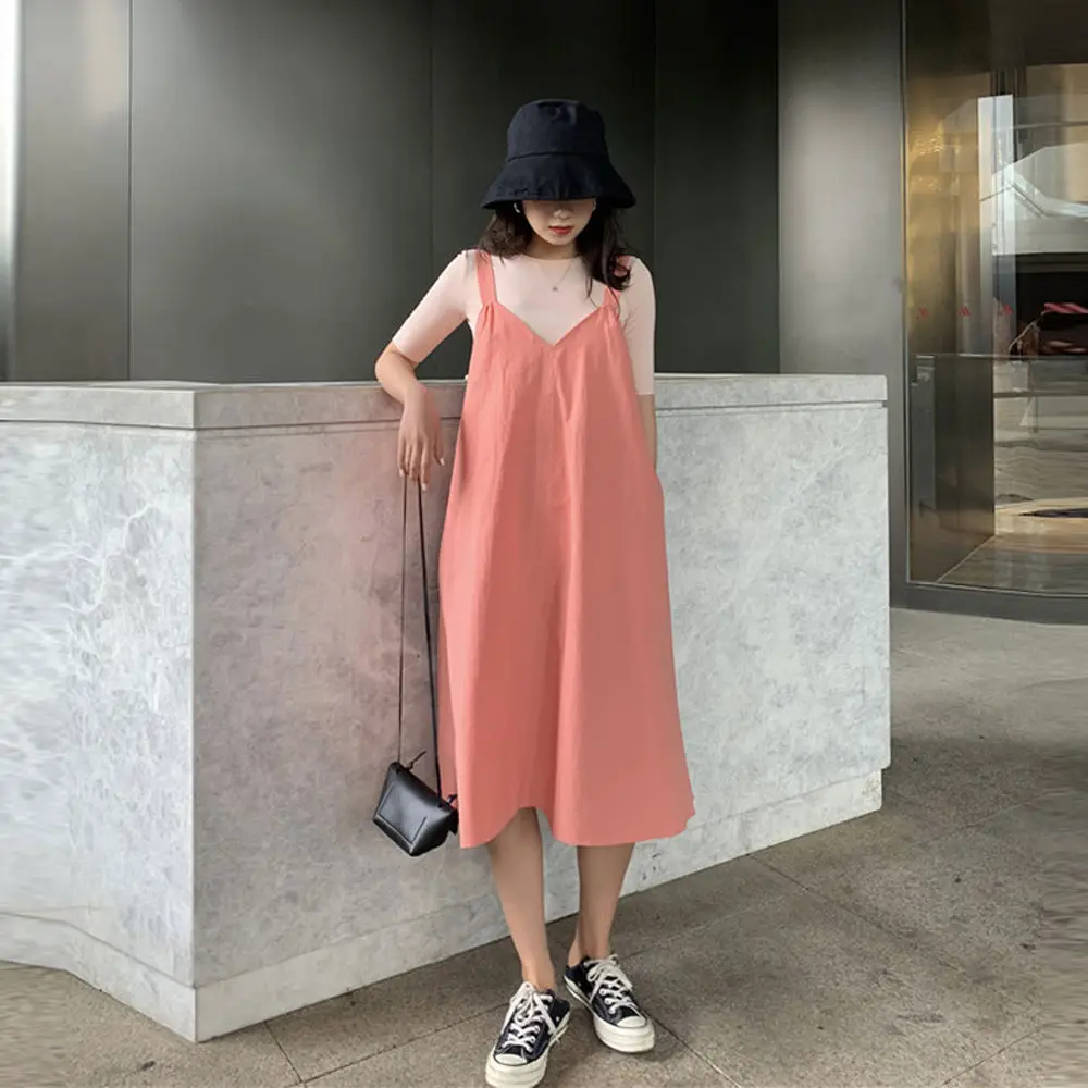 

2020 Women Summer Casual Loose Sexy Dress Pink Plus Sizes Dresses Femme Club Party Night Elegant Vintage Midi Two-piece Dress
