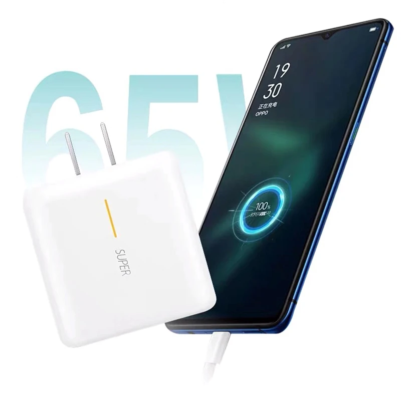 

65W Supervooc 2.0 Fast Charger For OPPO Find X2 Pro Reno 5 5G 3 4 Pro Ace 2 X20 X2 Realme X50 Pro RX17 Pro 1M USB Type-C Cable