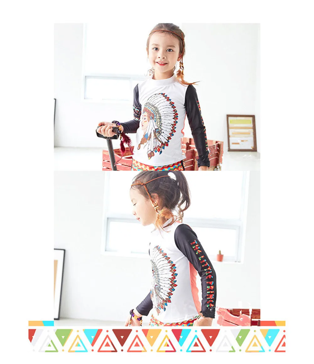 

Spearfishing Gilrs Rashguards Swimsuit Printed 2Piece Set Rash Guards Kids Swimwear Long Sleeve Shorts Dive Skin Sun Protection
