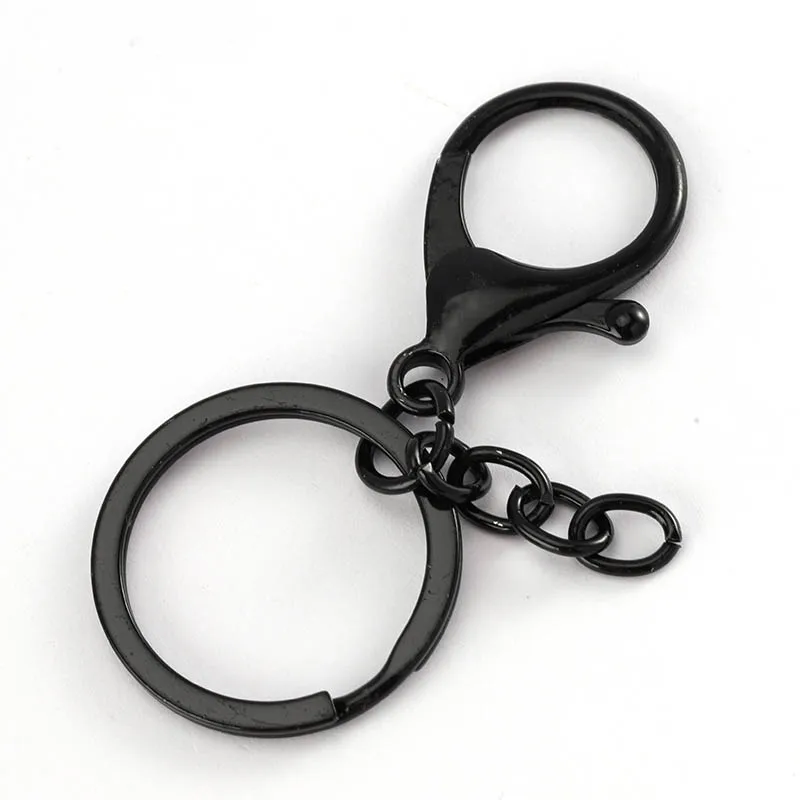 Black chain 10 шт./лот 30 мм Сплит Брелок Бронзовый родиевый золотой цвет карабины крючок для ключей брелки застежки для DIY Брелки изготовление - Цвет: Black chain